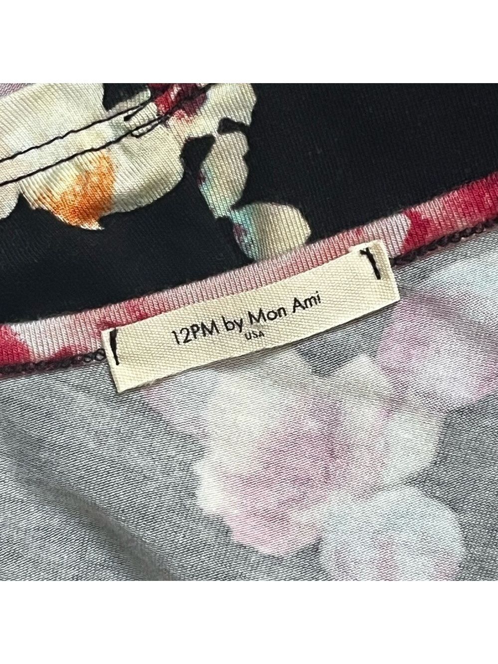 12PM by Mon Ami Black Floral Ruffle Top Small - Picture 10 of 12